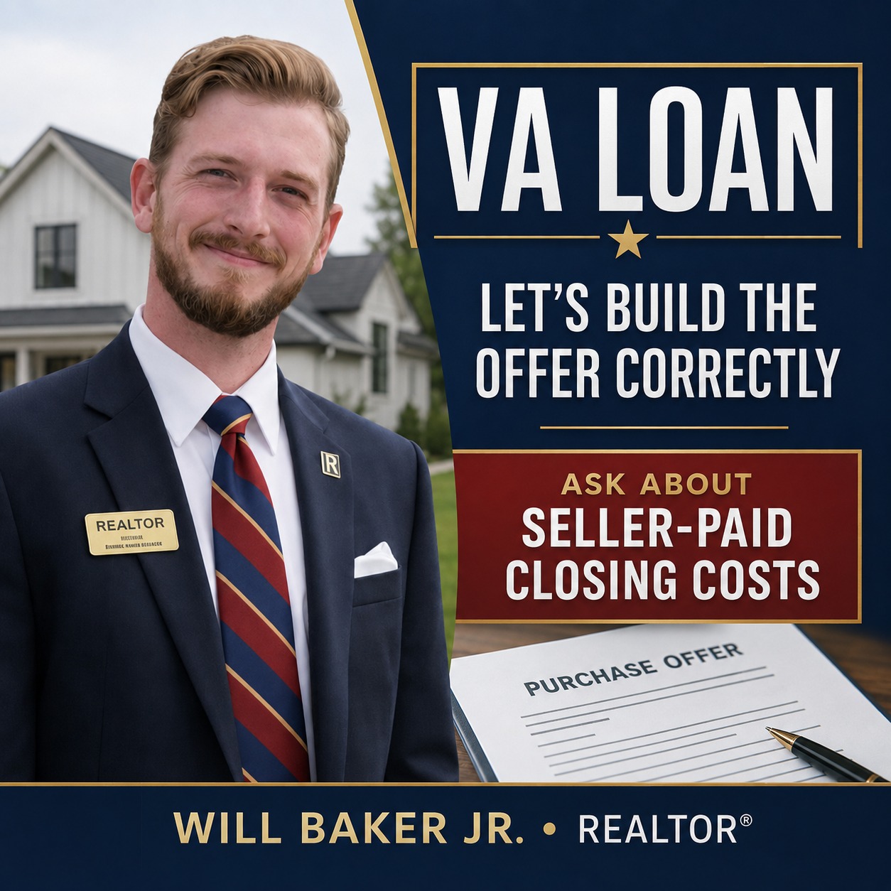 Will Baker Jr. VA home-buying information: ask about seller-paid closing costs
